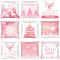 8 Pieces Christmas Throw Pillow Covers Reindeer Pillow Cases Christmas Tree Snowflake Pillow Covers 18 X 18 Inch Cushion Cover C