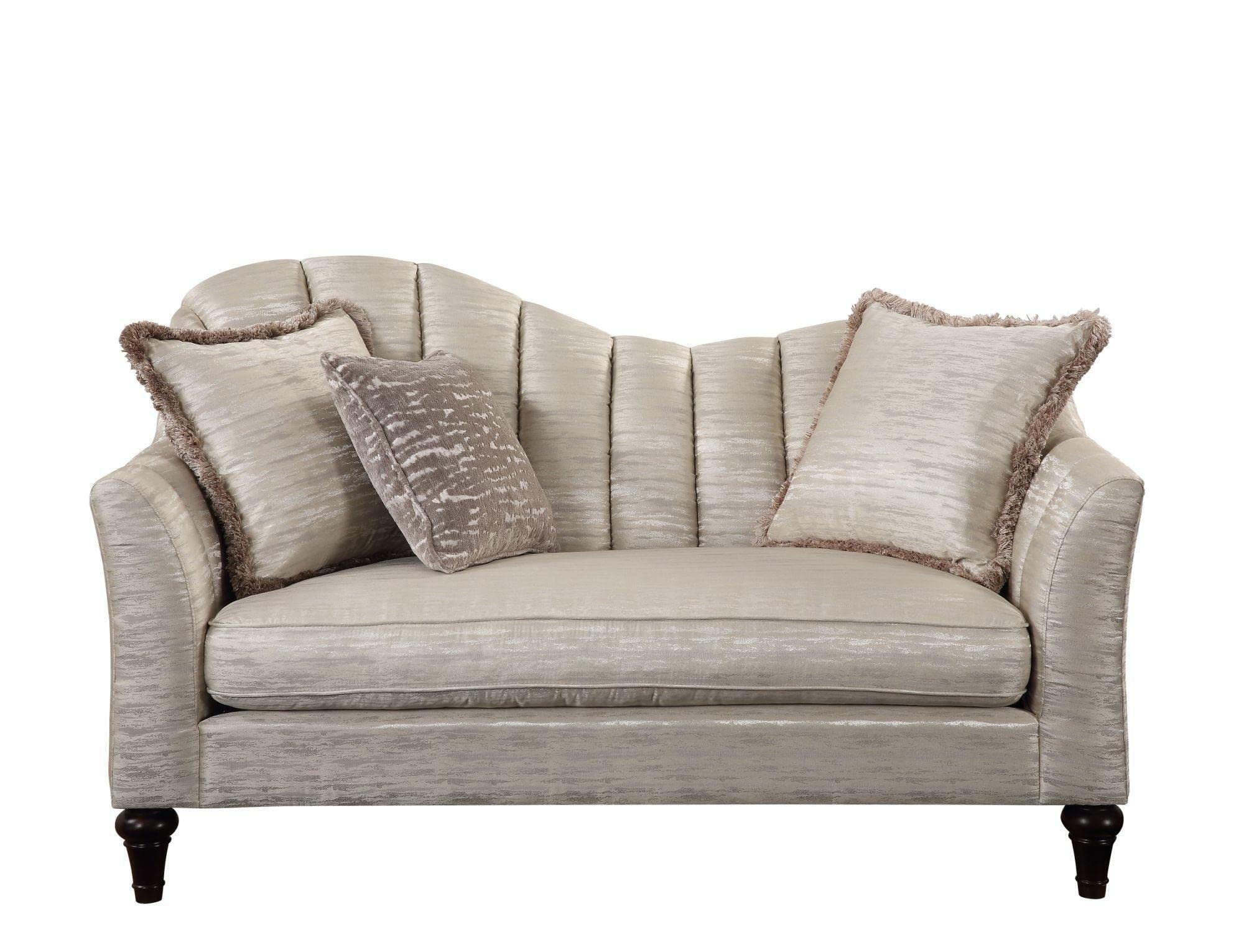 Acme Athalia Fabric Arched Back Loveseat in Shimmering Pearl