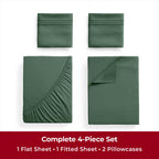 Mellanni Twin Sheet Set - 4-Piece Iconic Collection Bedding, (Including 2 Pillowcases), 16-Inch Deep Pocket, Easy Care, Extra Soft, Cooling Sheets, Brushed Microfiber - Emerald Green