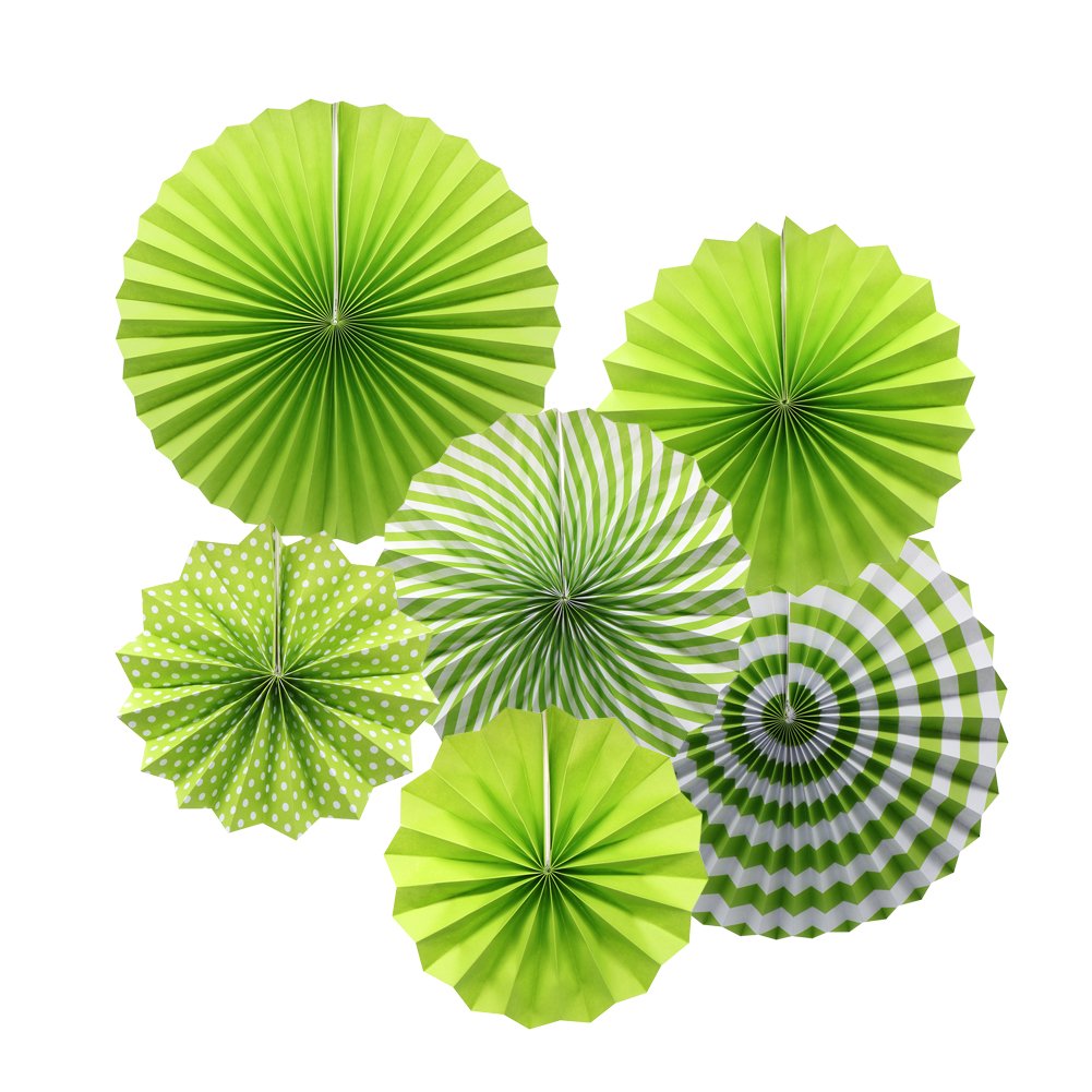 ADLKGG Party Hanging Paper Fans Set, Green Round Pattern Paper Garlands Decoration for Birthday Wedding Graduation Events Access