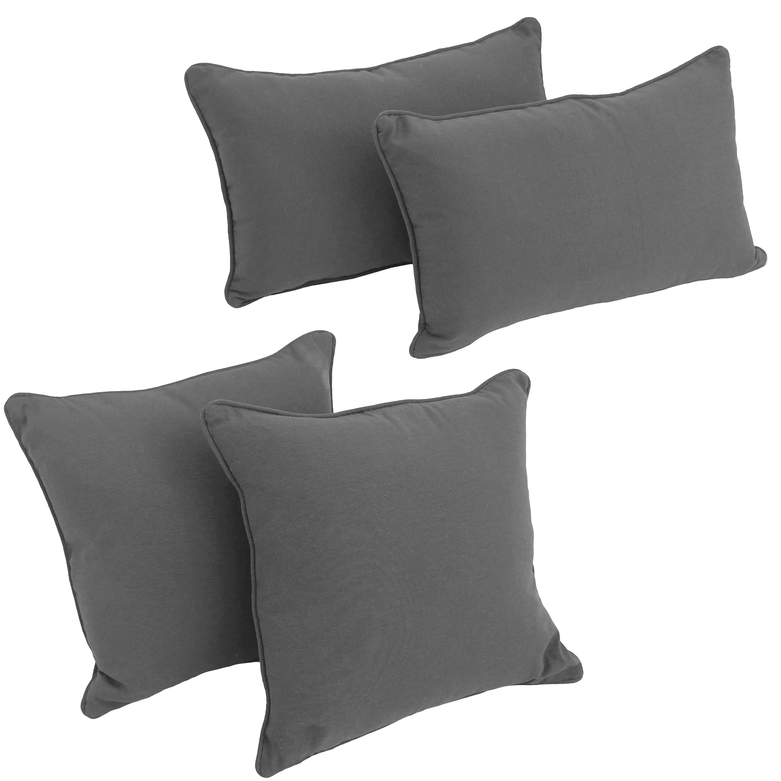 Blazing Needles Corded Twill Throw Pillows (Set Of 4), Steel Grey