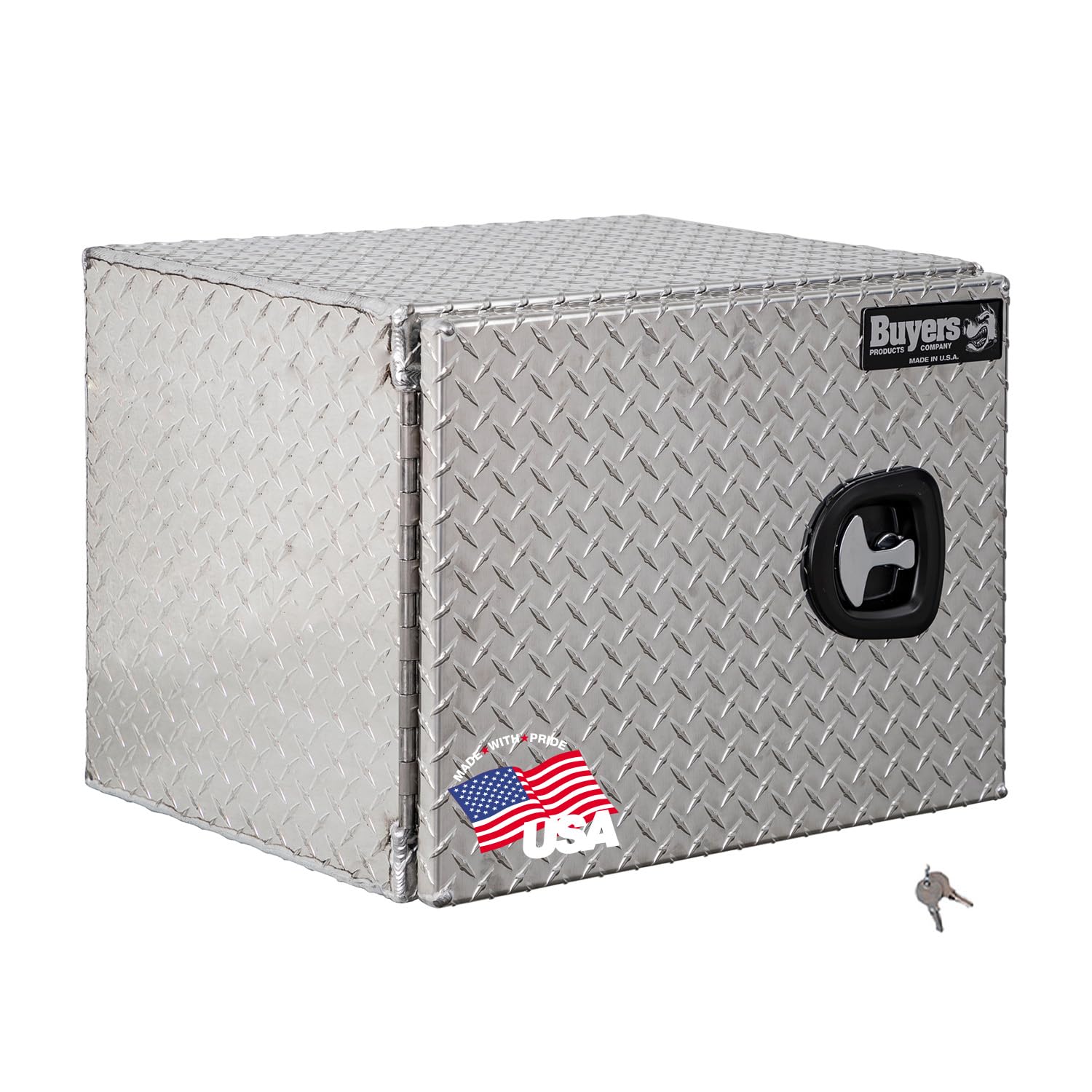 Buyers Products 1705200 Underbody Truck Tool Box with Barn Doors, 18x18x24 Inch, Diamond Tread Aluminum, Made in USA, Compressio