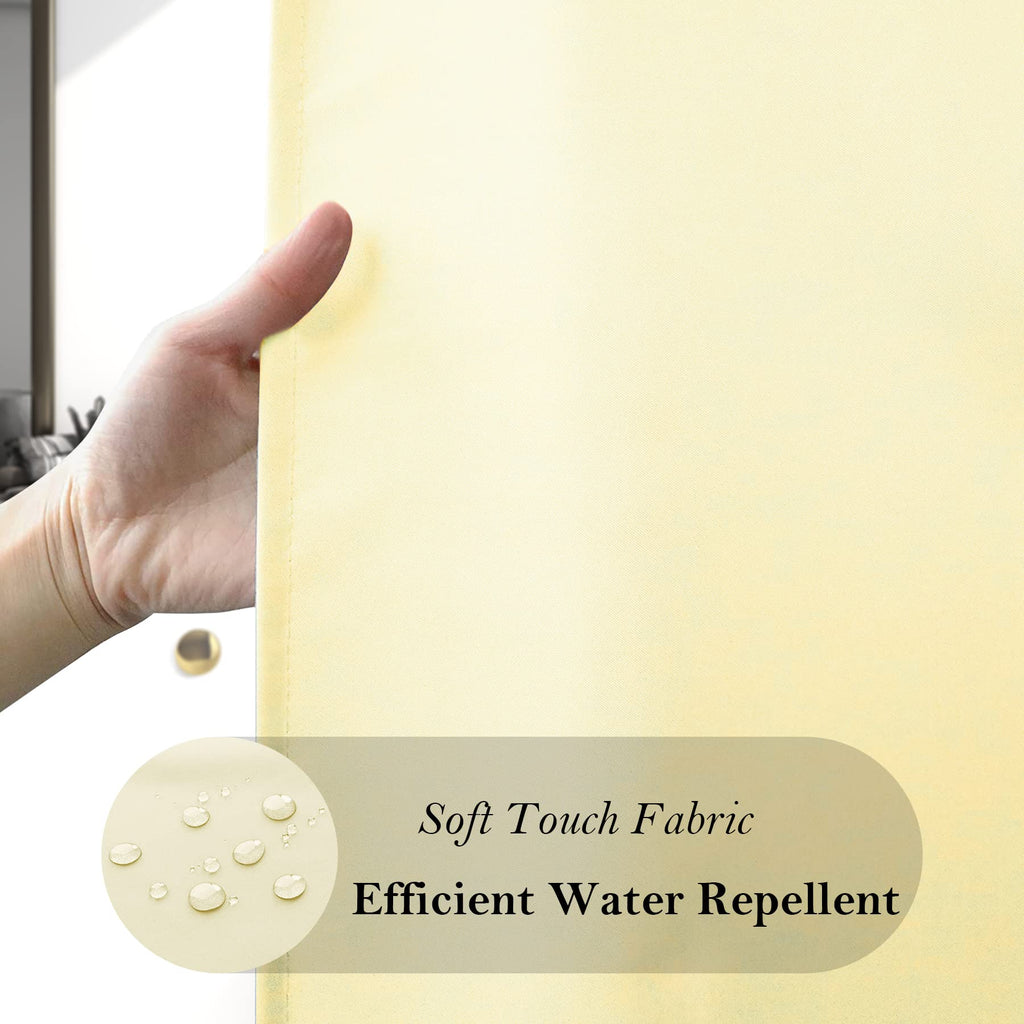 Aoohome Shower Curtain Liner, Fabric Bathroom Curtain With Hooks For Hotel, Weighted Hem, Water Repellent, Beige, 72 X 75 Inch