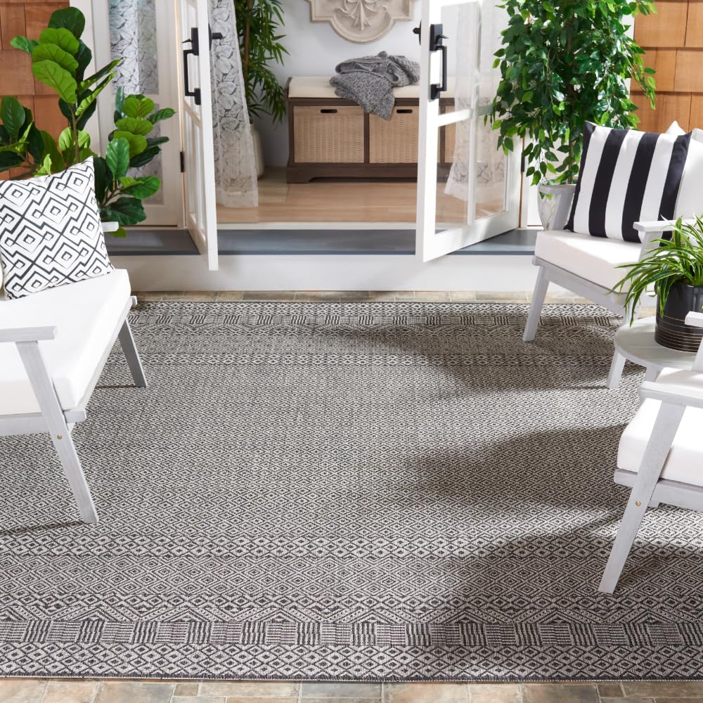 Safavieh Courtyard Collection 8' X 10' Grey/Black Cy8235 Indoor/ Outdoor Patio Backyard Mudroom Area Rug