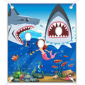 Shark Party Decorations Shark Photo Prop, Giant Fabric Shark Photo Booth Background, Funny Shark Theme Party Games Supplies for 