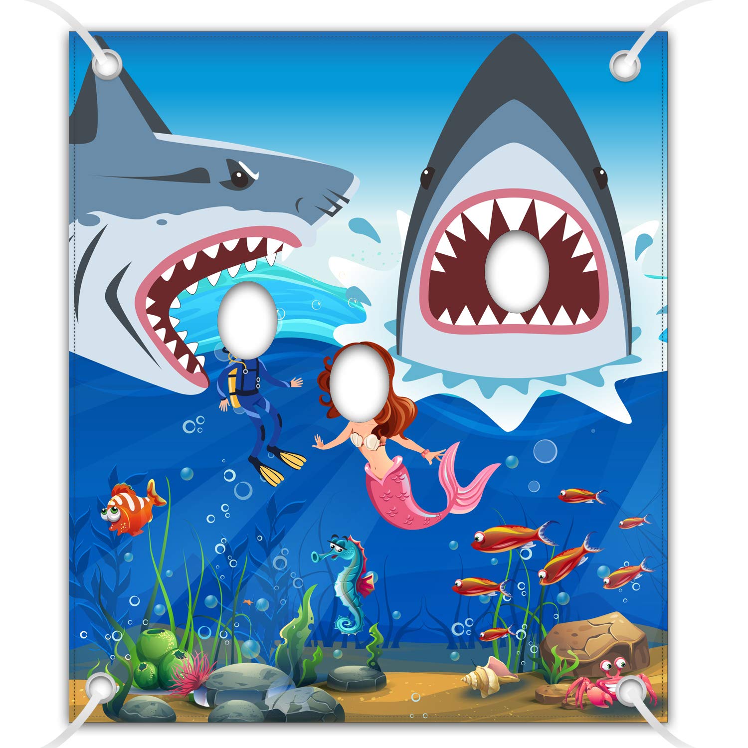 Shark Party Decorations Shark Photo Prop, Giant Fabric Shark Photo Booth Background, Funny Shark Theme Party Games Supplies for 