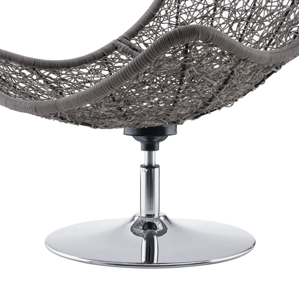 Modway Brighton Outdoor Patio Wicker Rattan Swivel Lounge Chair In Light Gray Navy