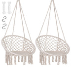 Suncreat Hanging Macrame Swing With Cushion And Hardware Kits, Max 330 Lbs, Handmade Knitted Mesh Rope Swing Chair For Indoor, Outdoor, Bedroom, Patio, Yard, Deck, Garden, Pack Of 2, Grey