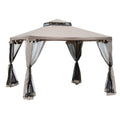 Outsunny 9.6' X 9.6' Patio Gazebo, Outdoor Canopy Shelter With 2-Tier Roof And Netting, Steel Frame For Garden, Lawn, Backyard,