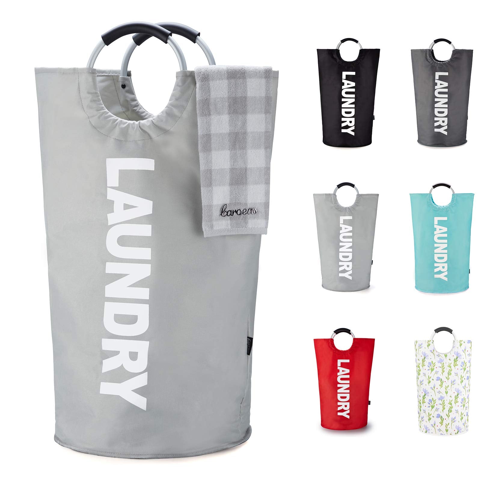 Caroeas 90L Laundry Basket (13 Colors), Waterproof Laundry Hamper, Laundry Bag with Padded Handles, Clothes Hamper Stands Up Wel