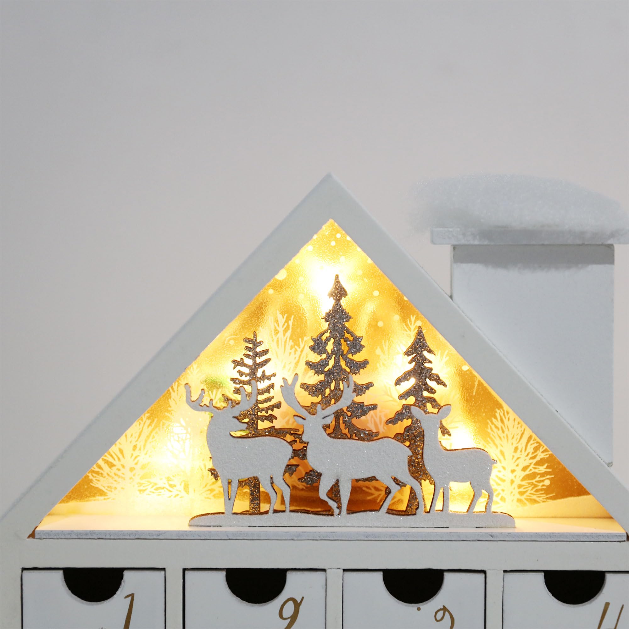 Pioneer-Effort Wooden Christmas Advent Calendar House With 24 Drawers And Led Lights Countdown Calendars For Christmas Decoratio