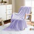 Vessia Flannel Fleece Throw Blanket For Couch,Sofa,Bed, 300Gsm Striped Light Purple Blanket Throw For Adults, Super Soft Warm Co