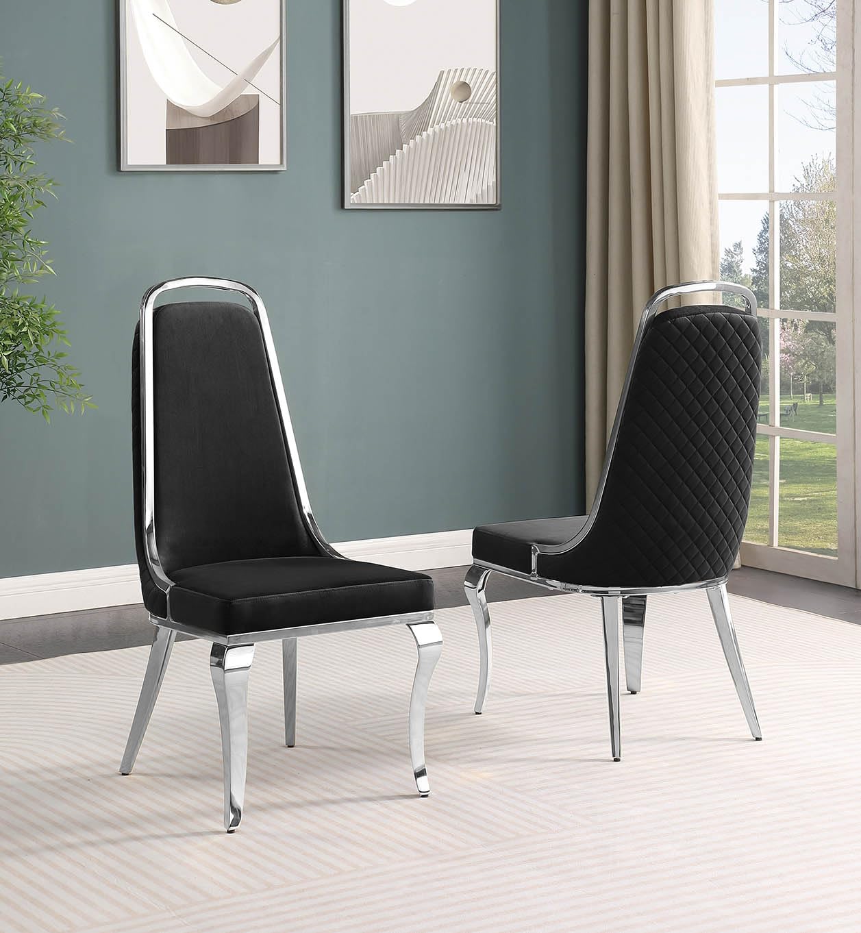 Best Quality Furniture SC310-317 Dining Chairs, Black/Silver