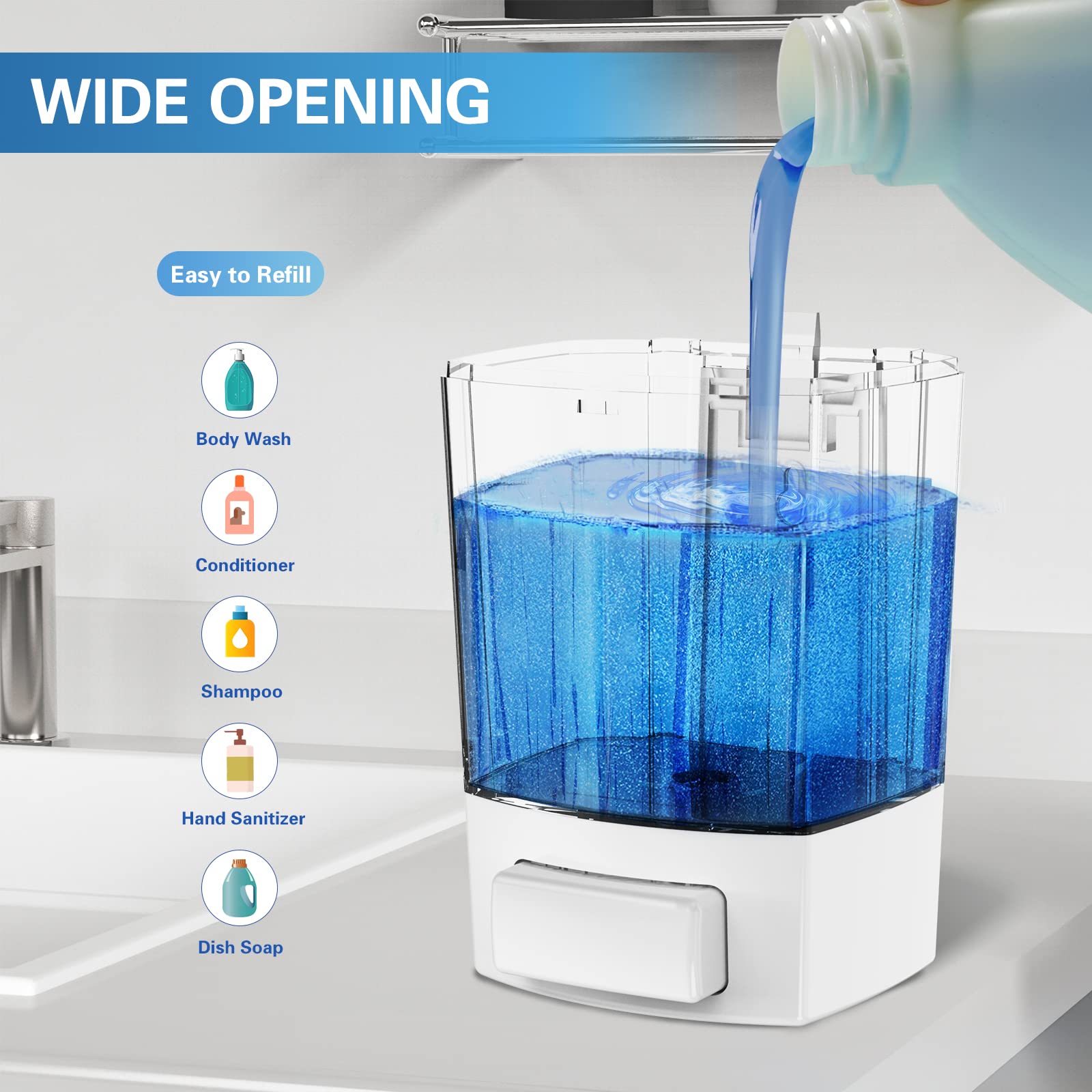 Svavo Wall Mounted Soap Dispenser Kitchen Bathroom Manual Soap Dispenser Refillable Hand Soap Dispenser For Liquid Contianers Sh