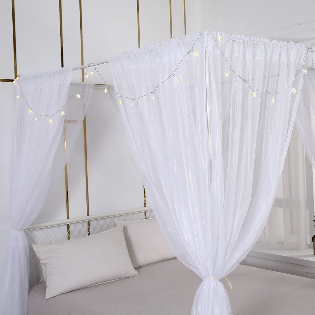 Akiky Princess Canopy Bed Curtains Set Sheer Curtain For Twin Full Queen Size Bed Drapes,8 Panels Canopies With Light,Room D  Co