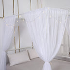 Akiky Princess Canopy Bed Curtains Set Sheer Curtain For Twin Full Queen Size Bed Drapes,8 Panels Canopies With Light,Room D  Co