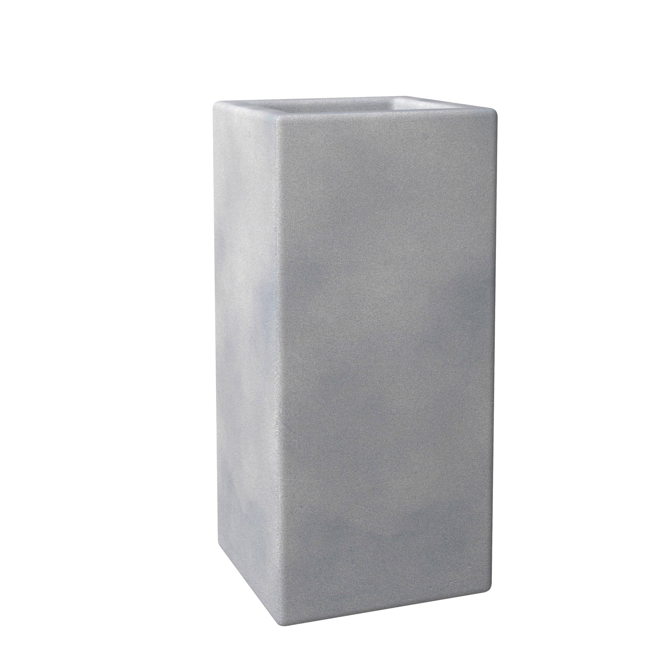 Terra Series Poly Stone Planter in Aged Concrete 13 x 13 27.6 High