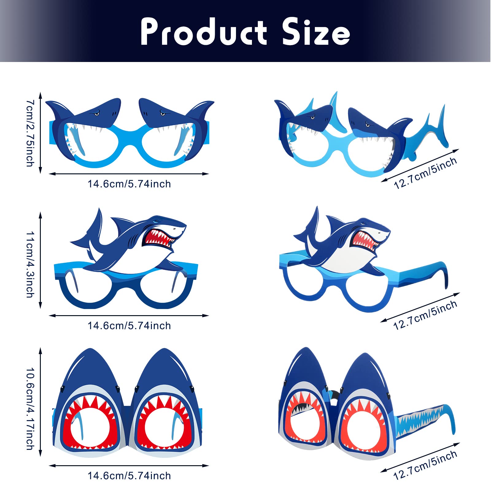 Liliful 32 Pcs Shark Party Eyeglasses Kids Shark Paper Eyeglasses Shark Themed Party Paper Glasses Shark Paper Glasses Photo Boo