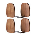 Muso Wood Book Ends For Shelves, Non-Skid Bookends For Heavy Books, Wooden Book Stopper For Home Office And Library (Walnut 2 Pa