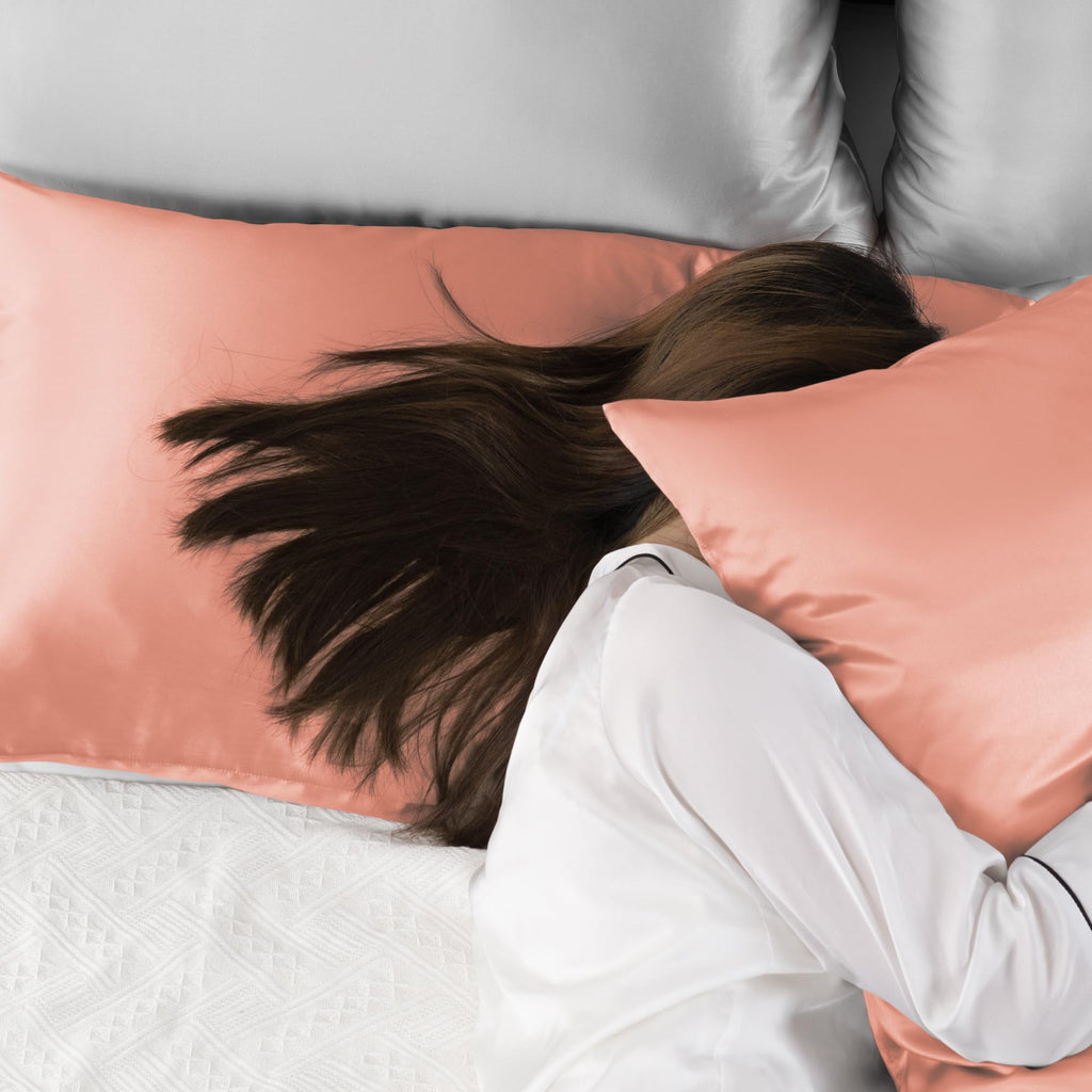 Love'S Cabin Silk Satin Pillowcase For Hair And Skin (Coral, 20X36 Inches) Slip King Size Pillow Cases Set Of 2 - Satin Cooling