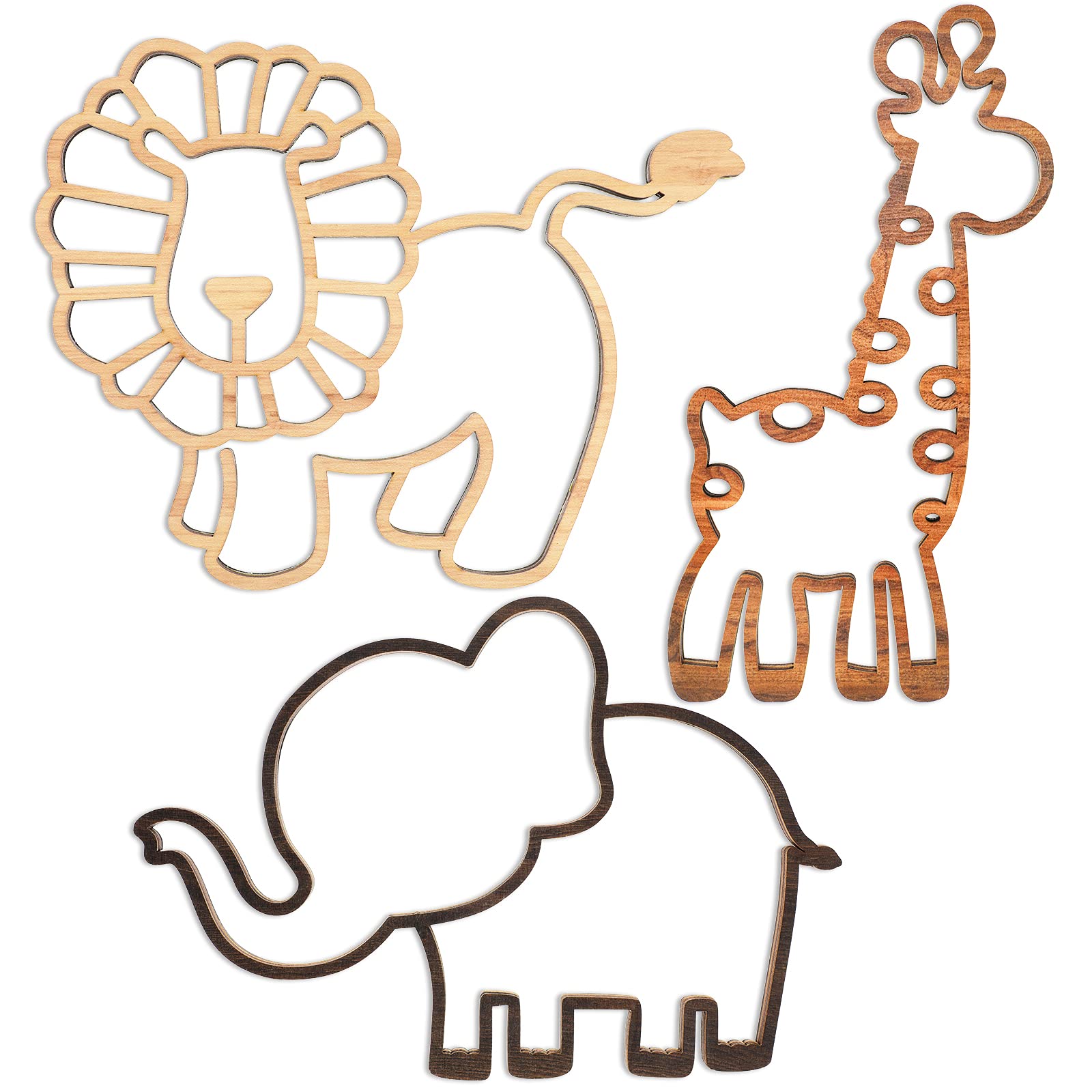 Nursery Wall Decor 3 Pieces Jungle Theme Nursery Decor Wooden Animal Wall Decor Woodland Safari Wall Decor with Glue Points for 