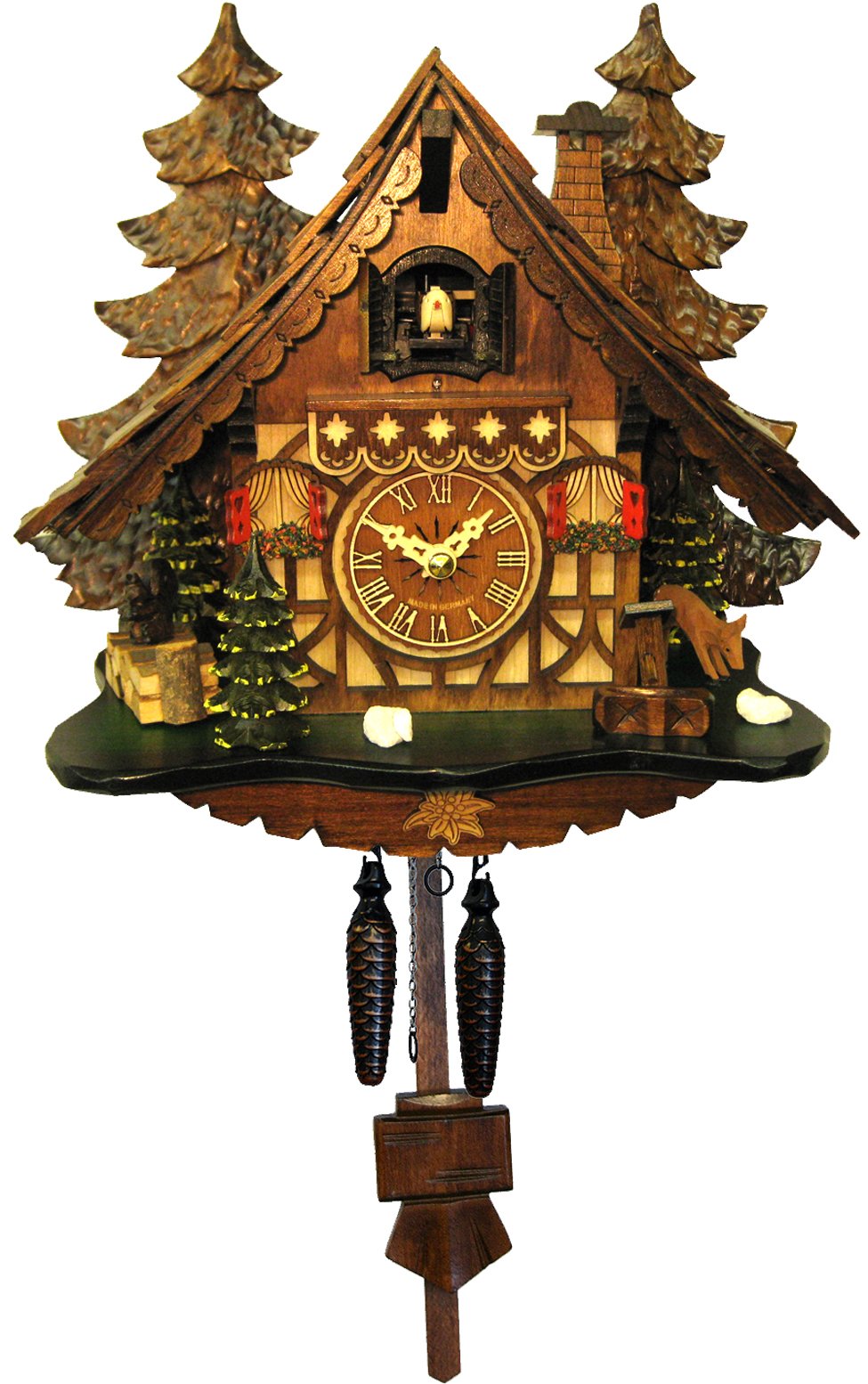 Alexander Taron Importer 409Q Engstler Battery-Operated Cuckoo Clock-Full Size-12 H X 12&quot; W X 7&quot; D, Brown