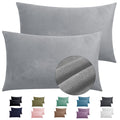 2 Pack Zippered Velvet Standard Pillowcases, Super Soft And Cozy Luxury Fuzzy Flannel Pillow Cases With Zipper, 20X26 Inches, Li