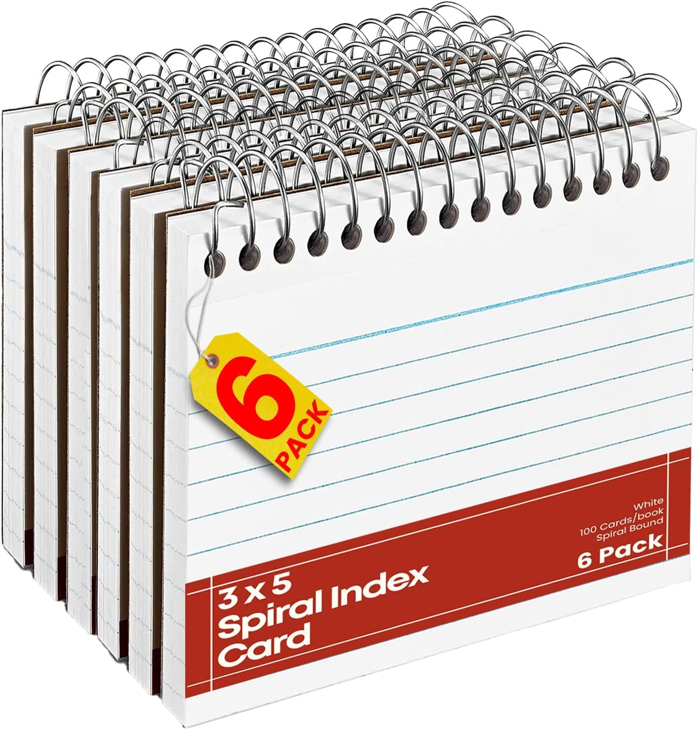 1Intheoffice Spiral Index Cards 3X5 Ruled, Notecard Spiral Bound, Ruled Index Cards Spiral Bound, Spiral Bound Index Cards 50 Ca