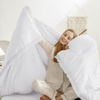 Andency White Comforter Set California King, Boho Tassel Lightweight Bedding Comforter Sets, 3 Pieces All Season Soft Fluffy Fringe Bed Set (104X96In Comforter & 2 Pillowcases)