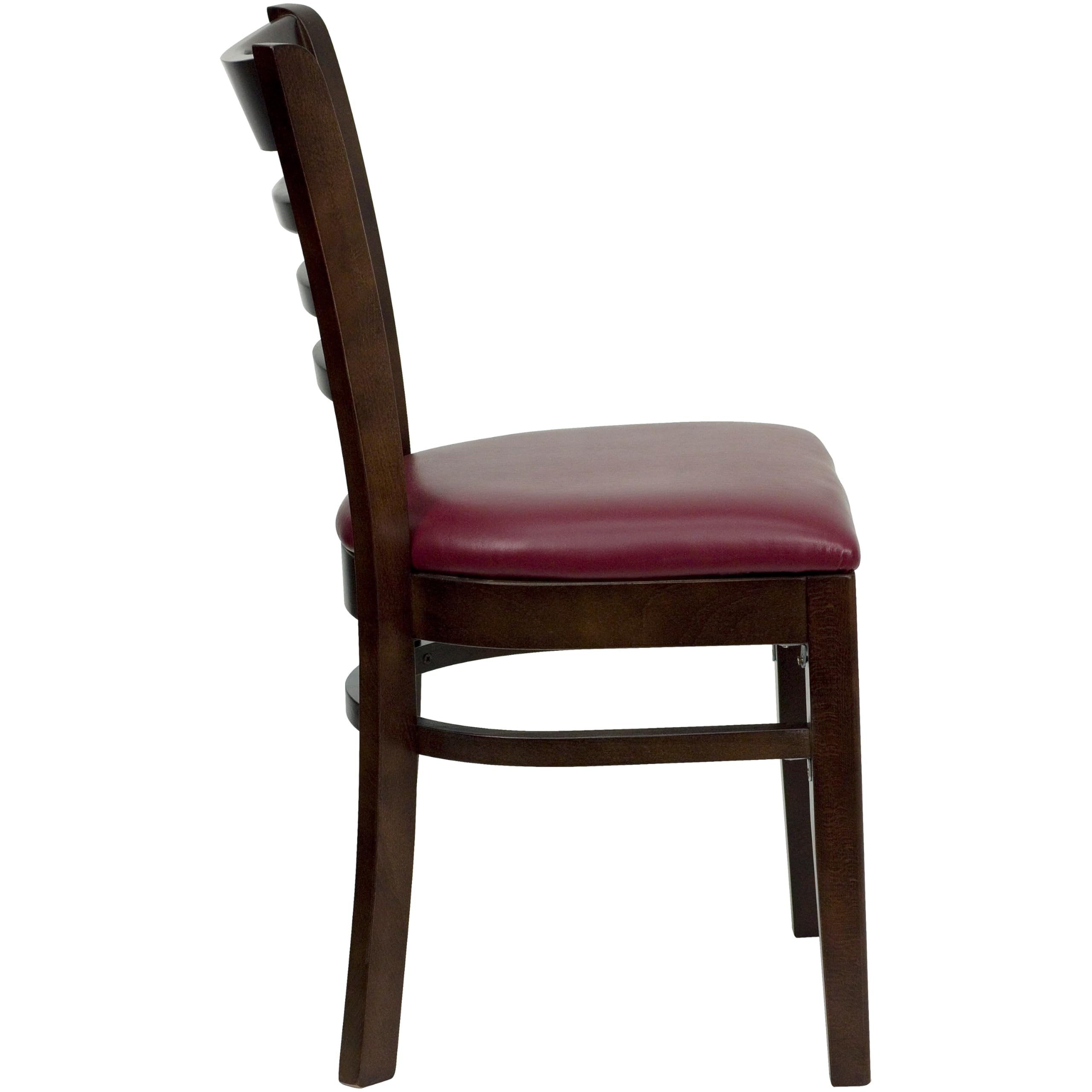 Flash Furniture HERCULES Series Ladder Back Walnut Wood Restaurant Chair - Burgundy Vinyl Seat