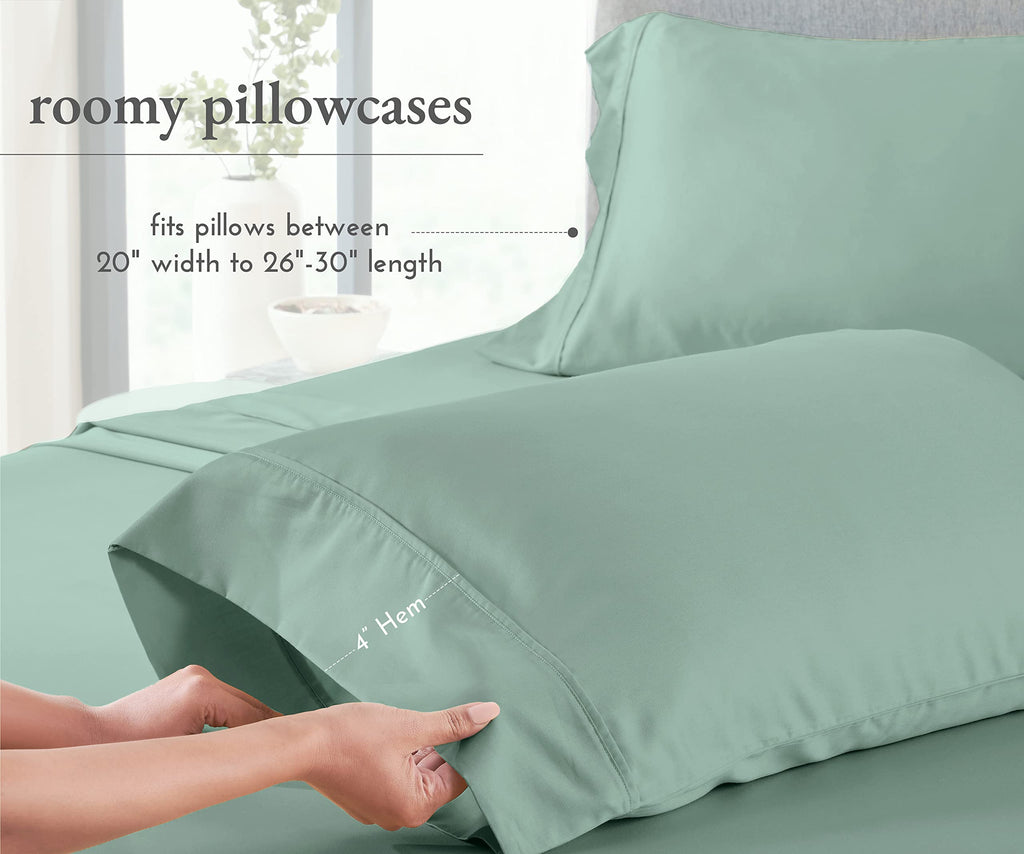 California Design Den 100% Cotton Pillowcases, Pillow Case Set Of 2, Fits Standard & Queen Pillows, Luxury 400 Thread Count Sateen Pillowcases, Match With Our 400 Thread Count Sheets (Sage Green)