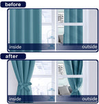 Hiasan Stone Blue Curtains 45 Inch Long, Light Blocking Thermal Insulated Rod Pocket & Back Tab Blackout Drapes Sewn With Tiebac