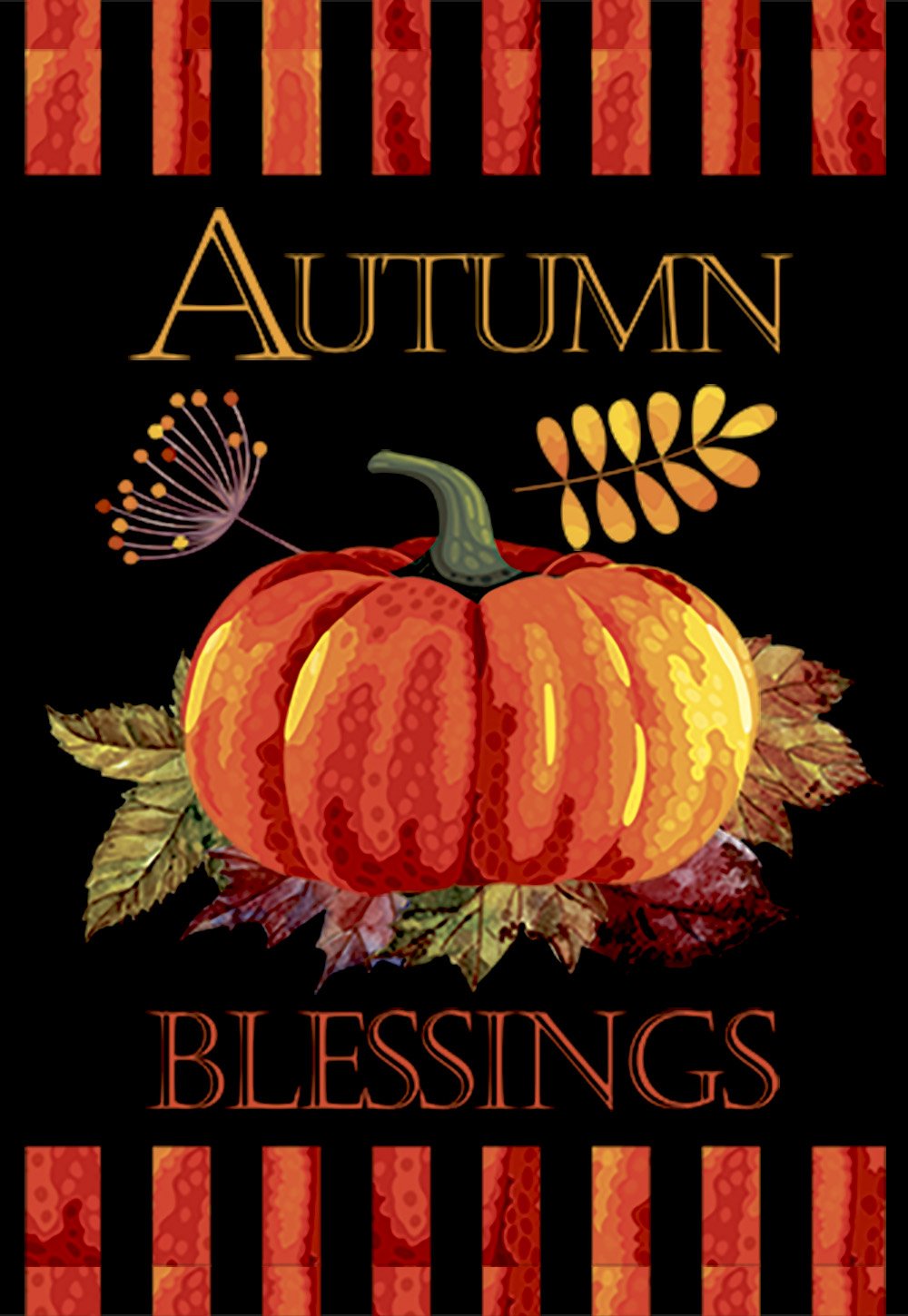 Morigins Fall House Flag With Pumpkin - Autumn Blessings Double Sided Decorative Flag 28X40 Inch