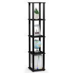 FURINNO Turn-S-Tube 5-Tier Corner Square Rack Display Shelf, Americano/Black
