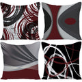 Ezving Set Of 4 Throw Pillow Covers Modern Abstract Wine Red Stripes Gray Black White Acrylic Bold Grey Decorative Pillow Cases