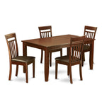 East West Furniture DUCA5-MAH-LC Dudley 5 Piece Room Set Includes a Rectangle Kitchen Table and 4 Faux Leather Upholstered Dining Chairs, 36x60 Inch, Mahogany