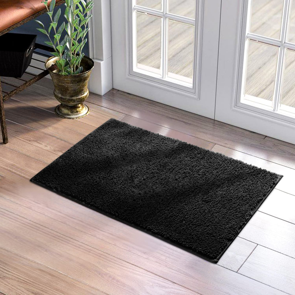 Homeideas Door Mats Indoor, 17'X29' Super Absorbent Non Slip Rugs For Entryway, Front Back Welcome Doormat Dirt Trapper (Black
