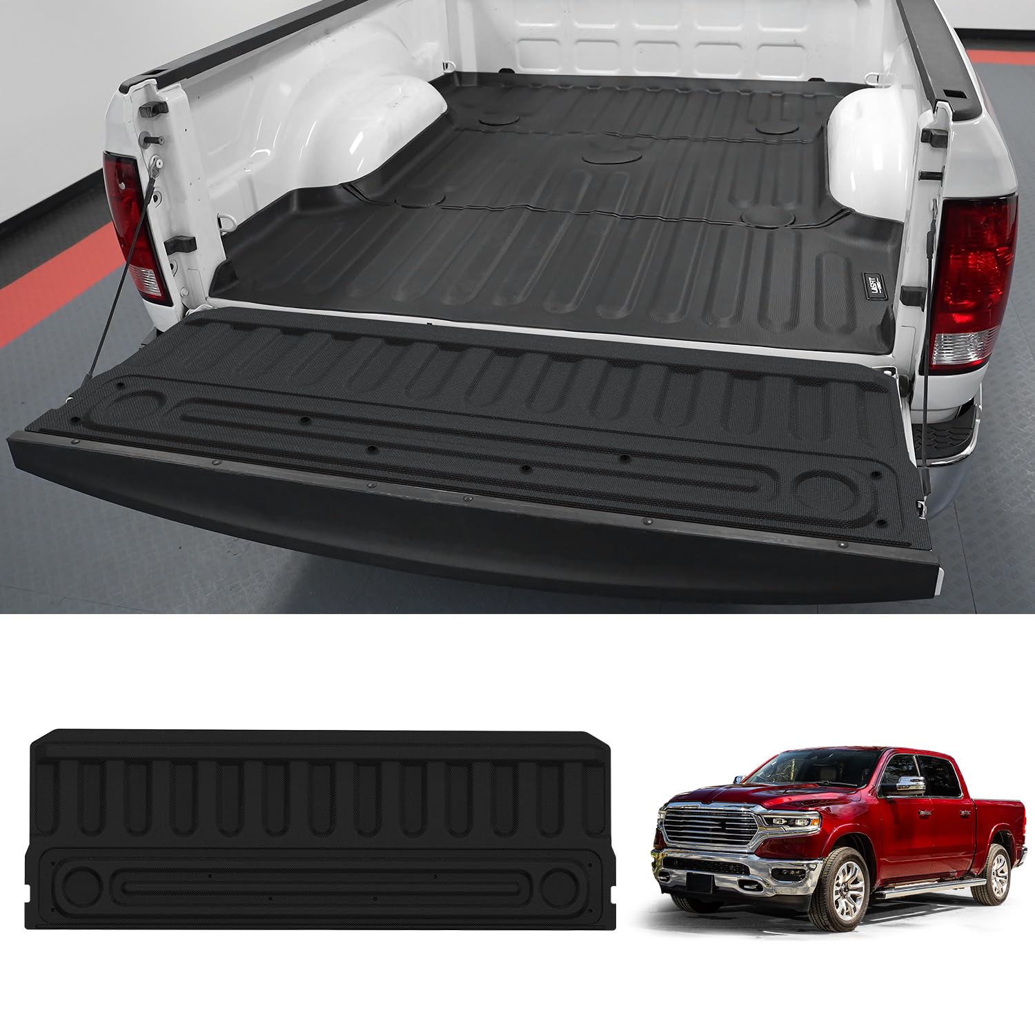 Lasfit Tailgate Mat For Ram 1500 2009-2018, For Ram 2500/3500 2009-2025, For Ram 1500 Classic 2019-2024 Standard Tailgates, All