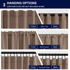 Hiasan Short Mocha Curtains 54 Inch Long, Light Blocking Thermal Insulated Rod Pocket & Back Tab Blackout Drapes Sewn With Tieba