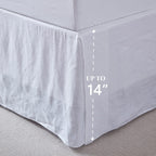 Simple&Opulence Belgian Linen Bed Skirt With Classic 14 Inch Tailored Drop Dust Ruffle, Easy Fit Breathable Premium Natural Flax