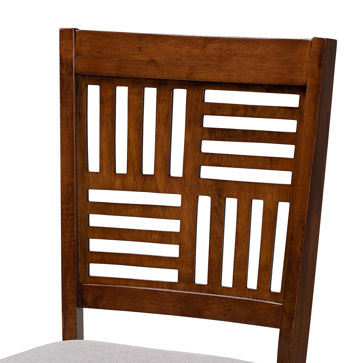 Baxton Studio Deanna Modern Grey Fabric and Walnut Brown Finished Wood 2-Piece Dining Chair Set