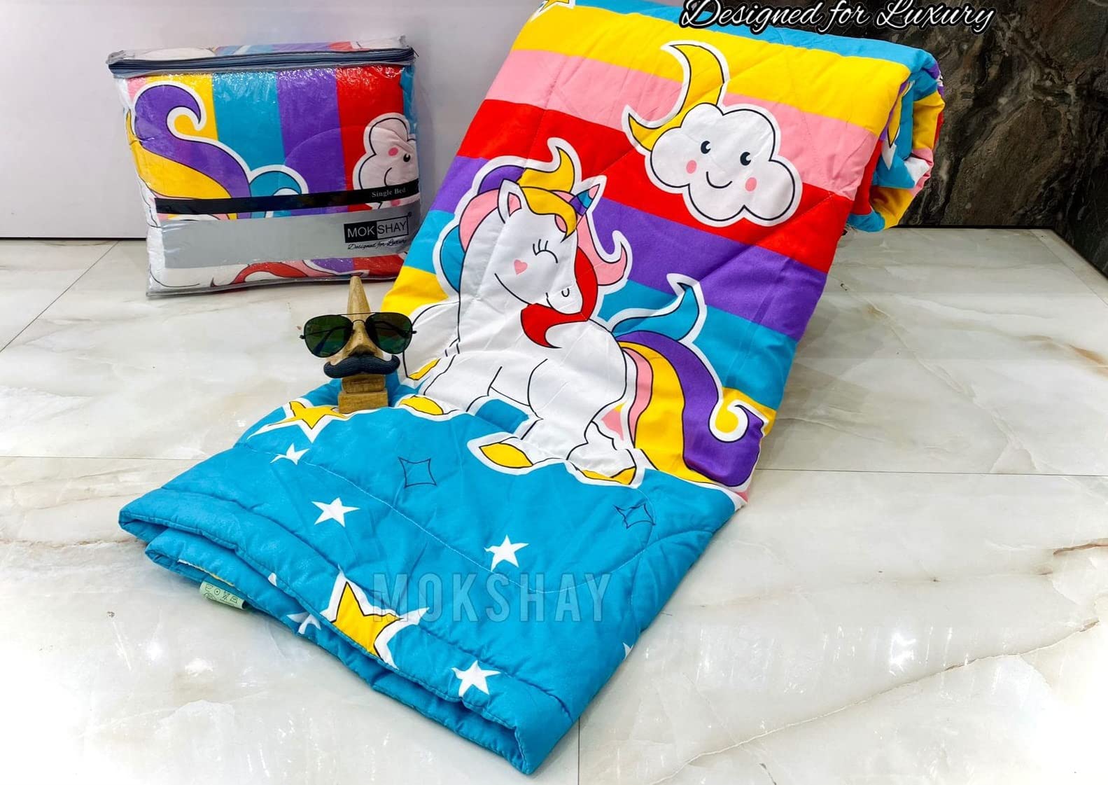 Yetli Glace Cotton Singel Bed Comforter Print And Kids Ac Room/Blanket, Size 60 X 90 Pack Of 1 Pcs, (Vt2054 Uc Multi