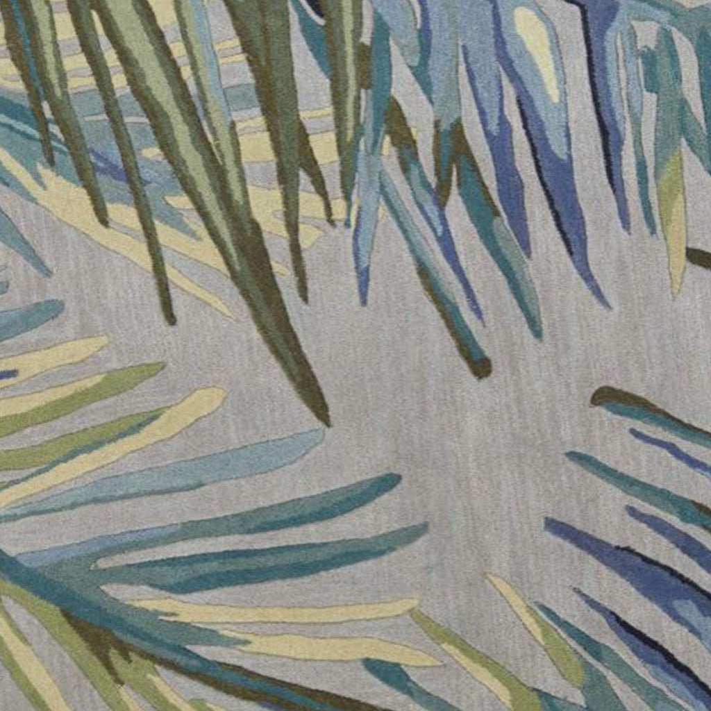 HomeRoots Wool 6' Grey Blue Hand Tufted Tropical Palms Indoor Area Rug
