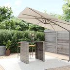 vidaXL Modern Outdoor Bar Table with Tempered Glass Top and PE Rattan Construction, Rectangular Gray Pub Table for Patio, Garden, and Living Spaces