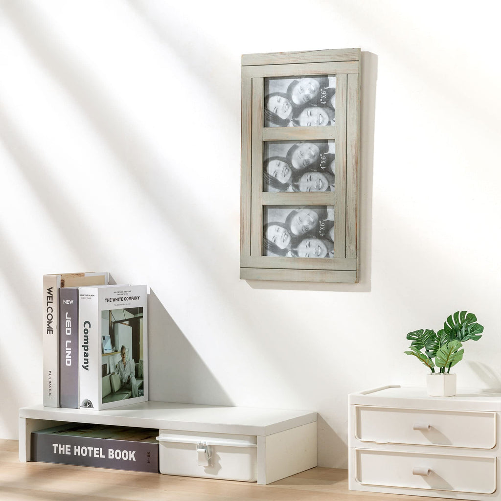 Ritesune Distressed 4X6 Picture Frame, 3 Photo Frames Collage Picture Frames For Wall Rustic Home Decor, Present For Birthday, A