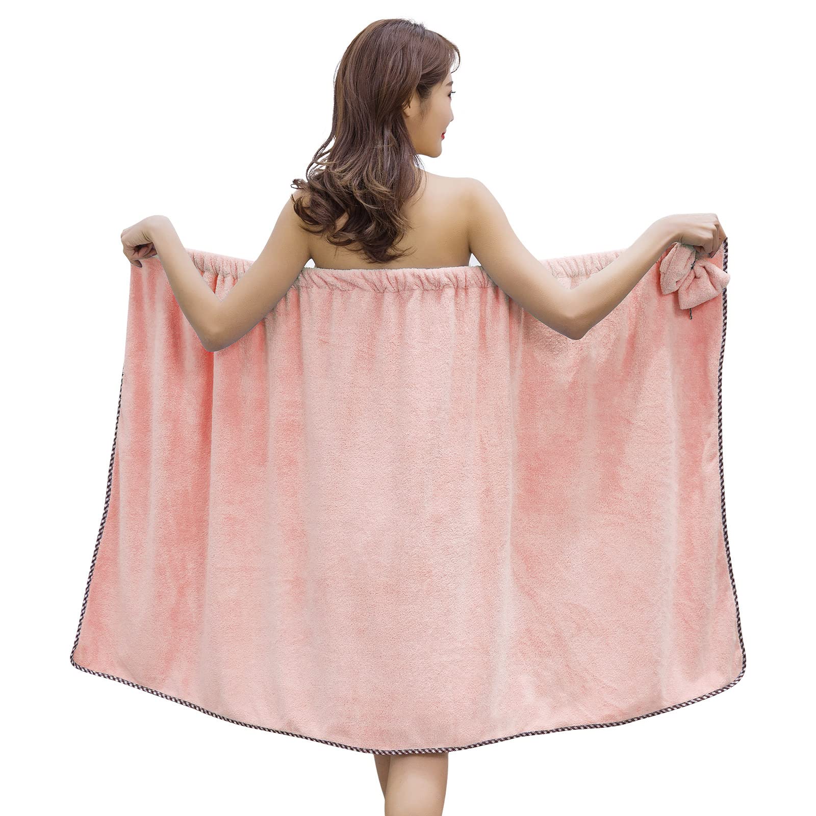 GOSCHE Bath Towel Wrap for Women - Adjustable Shower Wrap Towel with Home Hotel Bath Towel Nightgown for Sauna Beach Pool Gym Tr