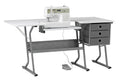 Sew Ready Eclipse Hobby and Sewing Machine Table  White Sewing Table with Gray Storage Drawers + Large Lower Shelf  Can Also B