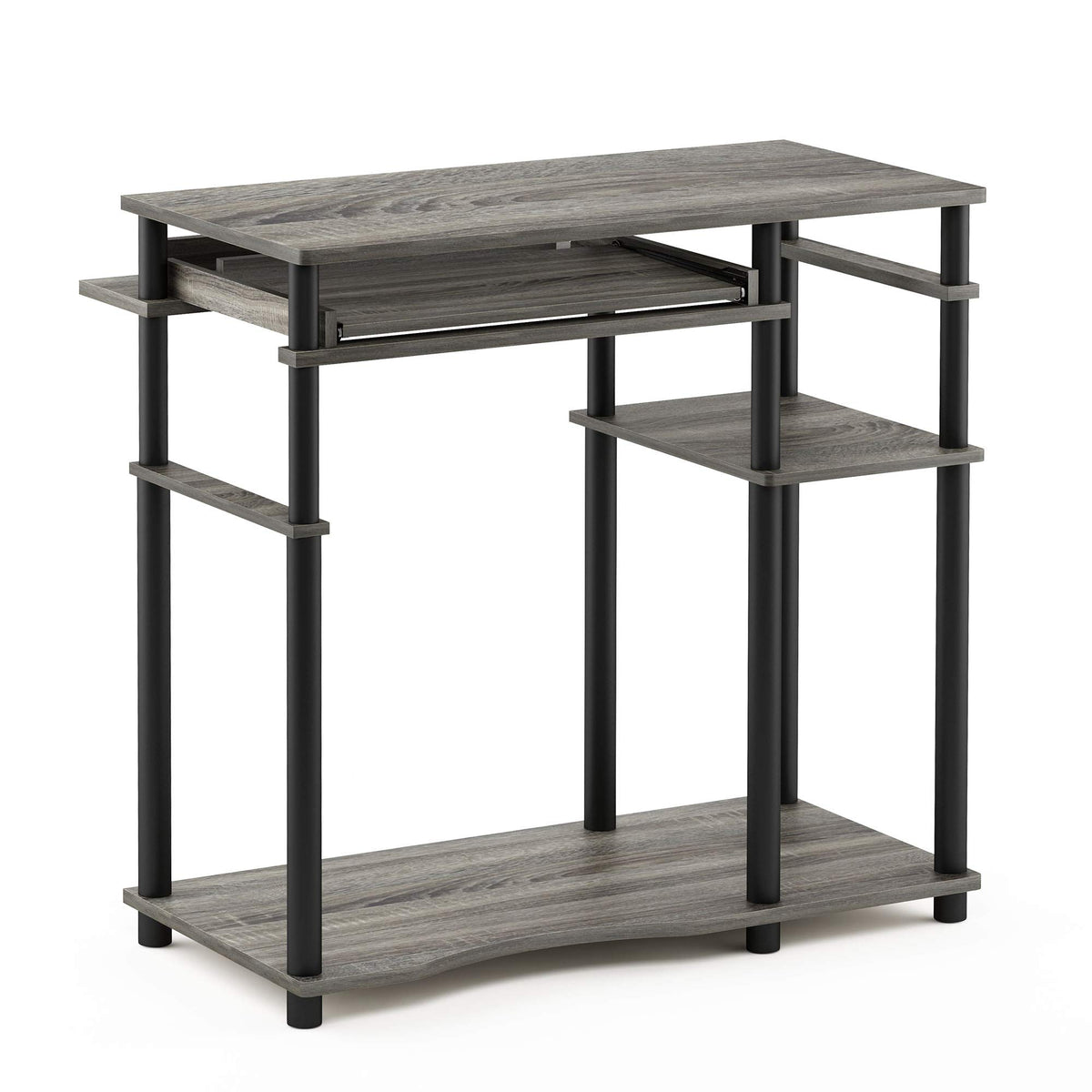 Furinno Abbott Computer Desk With Bookshelf, French Oak Grey/Black