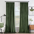 MIULEE Olive Green Velvet Curtains 108 inches 2 Panels - Pinch Pleated Luxury Room Darkening Curtains for Bedroom Living Room Th