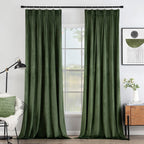 MIULEE Olive Green Velvet Curtains 108 inches 2 Panels - Pinch Pleated Luxury Room Darkening Curtains for Bedroom Living Room Th